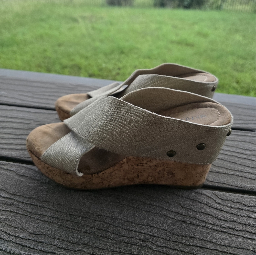 Metalik Wedge Sandals with Cork Sole
